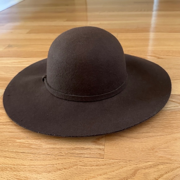 Wool Felt Brown Floppy Hat Round Womens - Picture 4 of 11